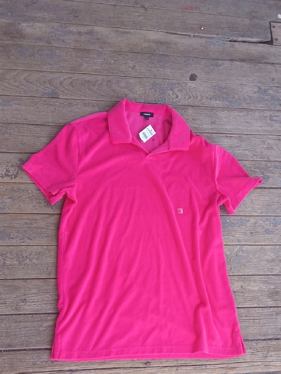 Express Tops - NWT Express Hot Pink Short Sleeve Terry Cloth Polo Shirt Size Small
